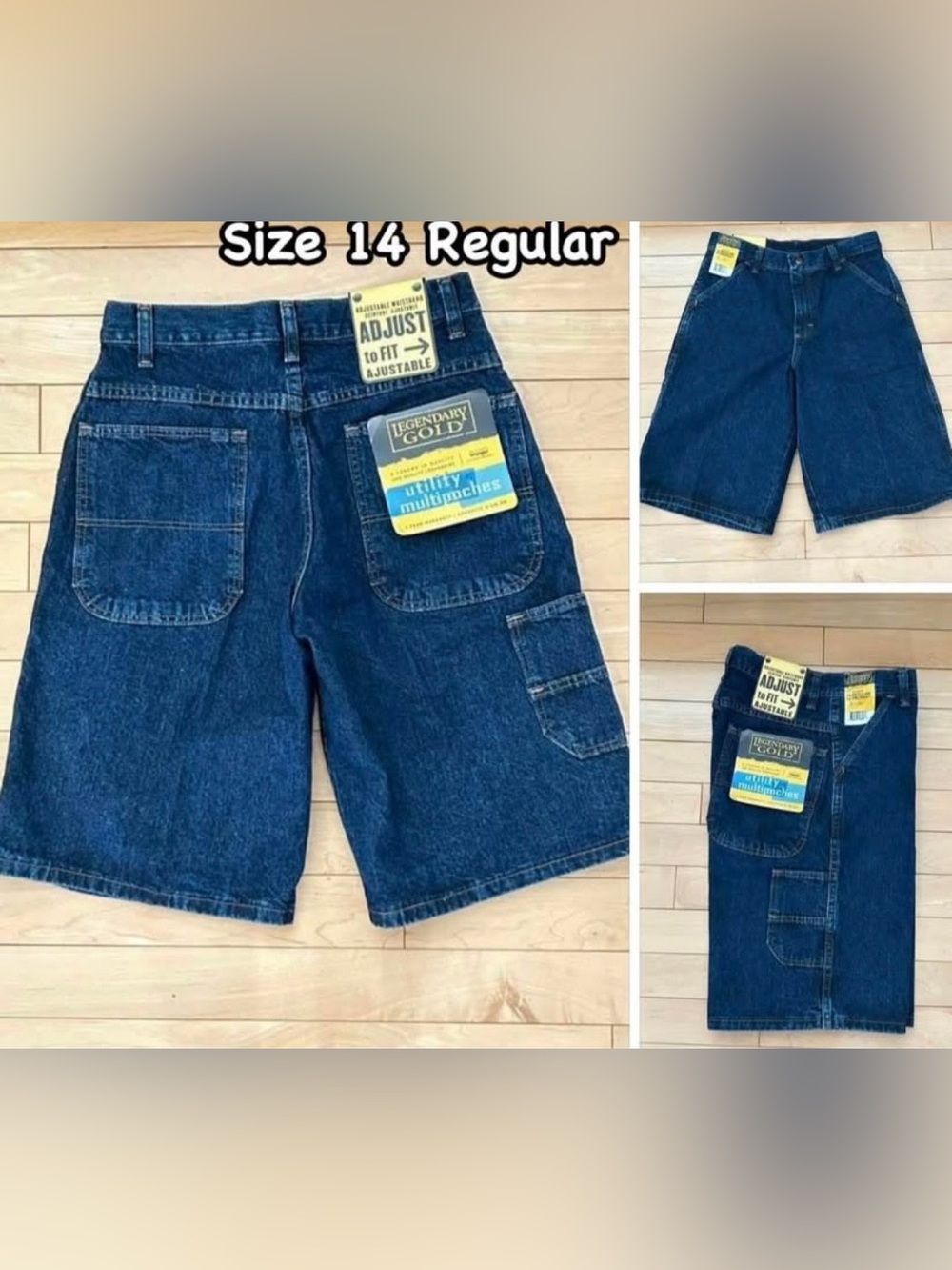 New Legendary Gold Youth Denim Utility Shorts - Dark Blue